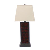 13 x 15 x 30.75 Burgundy Metal Brick Pattern - Table Lamp
