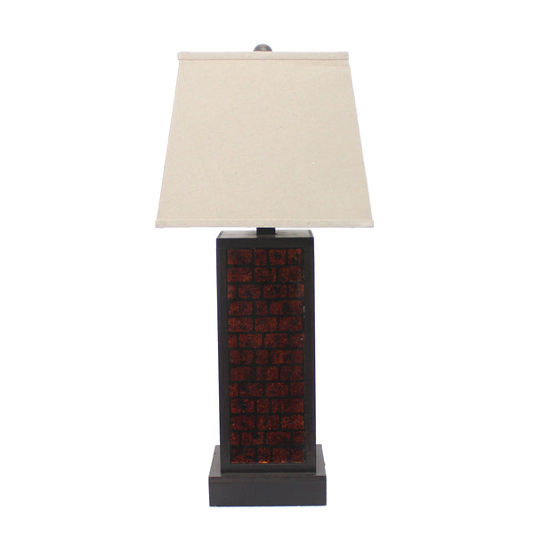 13 x 15 x 30.75 Burgundy Metal Brick Pattern - Table Lamp