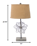 11 x 15 x 27.75 Tan Country Cottage with Blooming Flower Pedestal - Table Lamp
