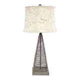 15 x 13 x 28.5 Tan Industrial Metal With Gentle Linen Shade - Table Lamp