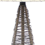 15 x 13 x 28.5 Tan Industrial Metal With Gentle Linen Shade - Table Lamp