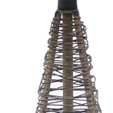15 x 13 x 28.5 Tan Industrial Metal With Gentle Linen Shade - Table Lamp