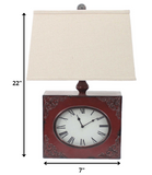 7 x 7 x 22 Red Vintage Metal Clock Base - Table Lamp