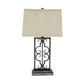 5.5 x 9.25 x 28.75 Gray Industrial With Stacked Metal Pedestal - Table Lamp