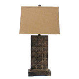 4.75 x 9.5 x 29.5 Brown Vintage With Metal Pedestal - Table Lamp