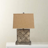 4.75 x 11.75 x 24.75 Brown Vintage with Khaki Linen Shade - Table Lamp