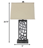 5 x 8 x 28.75 Silver Metal With Multi Mini Grotto Pattern - Table Lamp