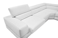 36' White Bonded Leather  Foam  and Steel Sectional Sofa