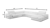 36' White Bonded Leather  Foam  and Steel Sectional Sofa