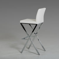 41' White Eco-Leather and Steel Bar Stool (Set of 2)