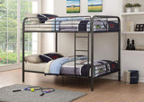 79' X 57' X 65' Dark Brown Metal Tube Full Over Full Bunk Bed