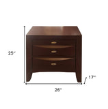 26' X 17' X 25' Espresso Rubber Wood Elegant Nightstand