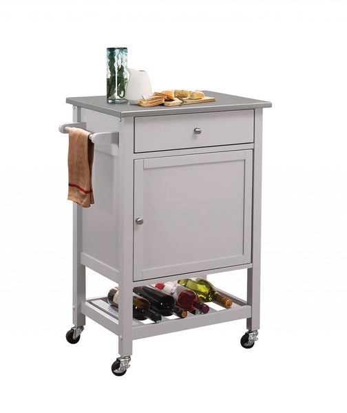 25' X 17' X 34' Stainless Steel And Gray Kitchen Cart