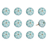 1.5" x 1.5" x 1.5" Turquoise White and Gold  Knobs 12 Pack
