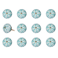 1.5" x 1.5" x 1.5" Turquoise White and Gold  Knobs 12 Pack