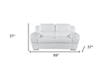 37" Chic White Leather Sofa