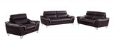 36" Contemporary Brown Leather Loveseat