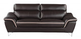 36" Contemporary Brown Leather Loveseat
