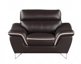 36" Contemporary Brown Leather Loveseat