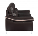 36" Contemporary Brown Leather Loveseat