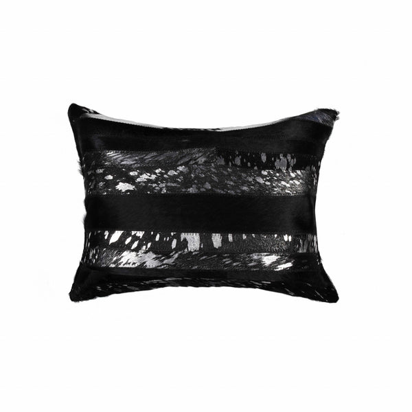 12" x 20" x 5" Black and Silver  Pillow
