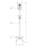19" x 19" x 70" Silver  Metal  Coat Rack