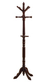 Cherry Solid Wood Finish Coat Rack with Triple Tiered Coat Stand