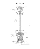 16" x 16" x 71" Black  Metal  Umbrella Holder Coat Rack