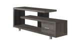 15.75" x 60" x 24" Cappuccino Silver Particle Board Hollow Core Metal TV Stand with a Drawer