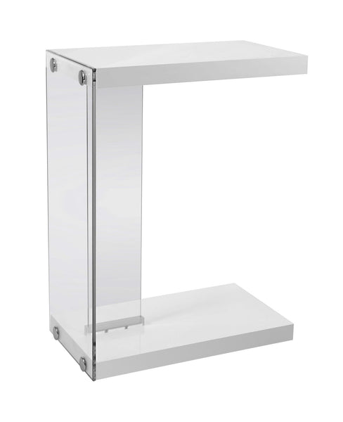 18.5" x 10.25" x 24.75" White Finish and Tempered Glass Accent Table