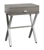 12" x 18.25" x 22.25" White Finish and Chrome Metal Accent Table