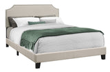 64.25" x 85.25" x 45.5" Grey Foam Solid Wood Linen Queen Size Bed with a Chrome Trim