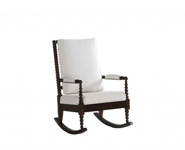 25' X 33' X 41' Cream Fabric Walnut Wood Upholstered (Seat) Rocking Chair