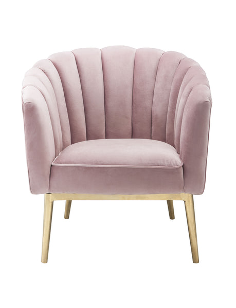31' X 32' X 34' Pink Velvet Gold Upholstery Wood Accent Chair
