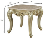 28' X 28' X 24' Marble Antique White Wood PolyResin End Table
