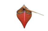 26.5" x 117" x 20" Red Wooden Canoe With Ribs Curved Bow