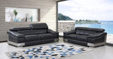 31to 39" Modern Black Leather Sofa