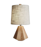 Natural Wood Finish Geometric Base Table Lamp
