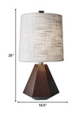 Natural Wood Finish Geometric Base Table Lamp
