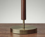 Antique Brass Metal and Walnut Wood Table Lamp