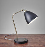 Black Metal and Antique Brass Adjustable USB Port Desk Lamp