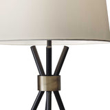 Black Metal Tripod Leg with Antique Brass Accent Table Lamp