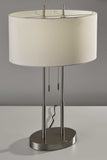 Brushed Steel Dual Pole Metal Table Lamp