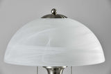 Walnut Wood with Milky Frosted Glass Dome Shade Table Lamp