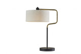 Black Metal with Brass Adjustable Swing Arm and Drum Shade Table Lamp