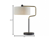 Black Metal with Brass Adjustable Swing Arm and Drum Shade Table Lamp