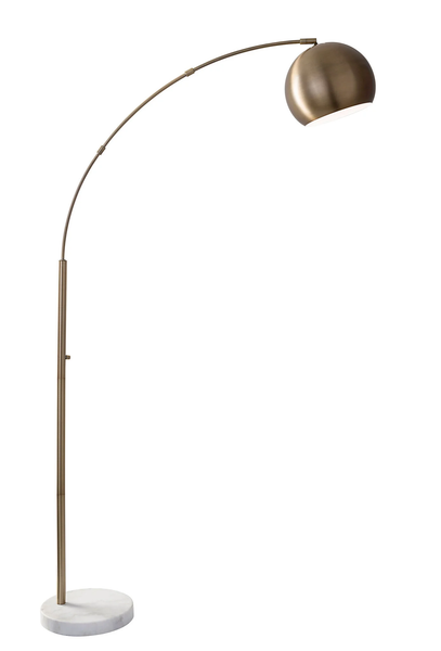 Spherical Brass Metal Curved Arm Floor Lamp