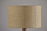 Natural Wood Tripod Base with Grey Felt Tapered Drum Shade Table Lamp