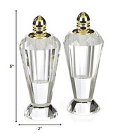 Handcrafted Optical Crystal and Gold Pair of Salt and Pepper Shakers