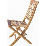 Natural Teak Stripe Back Folding Dining Chair